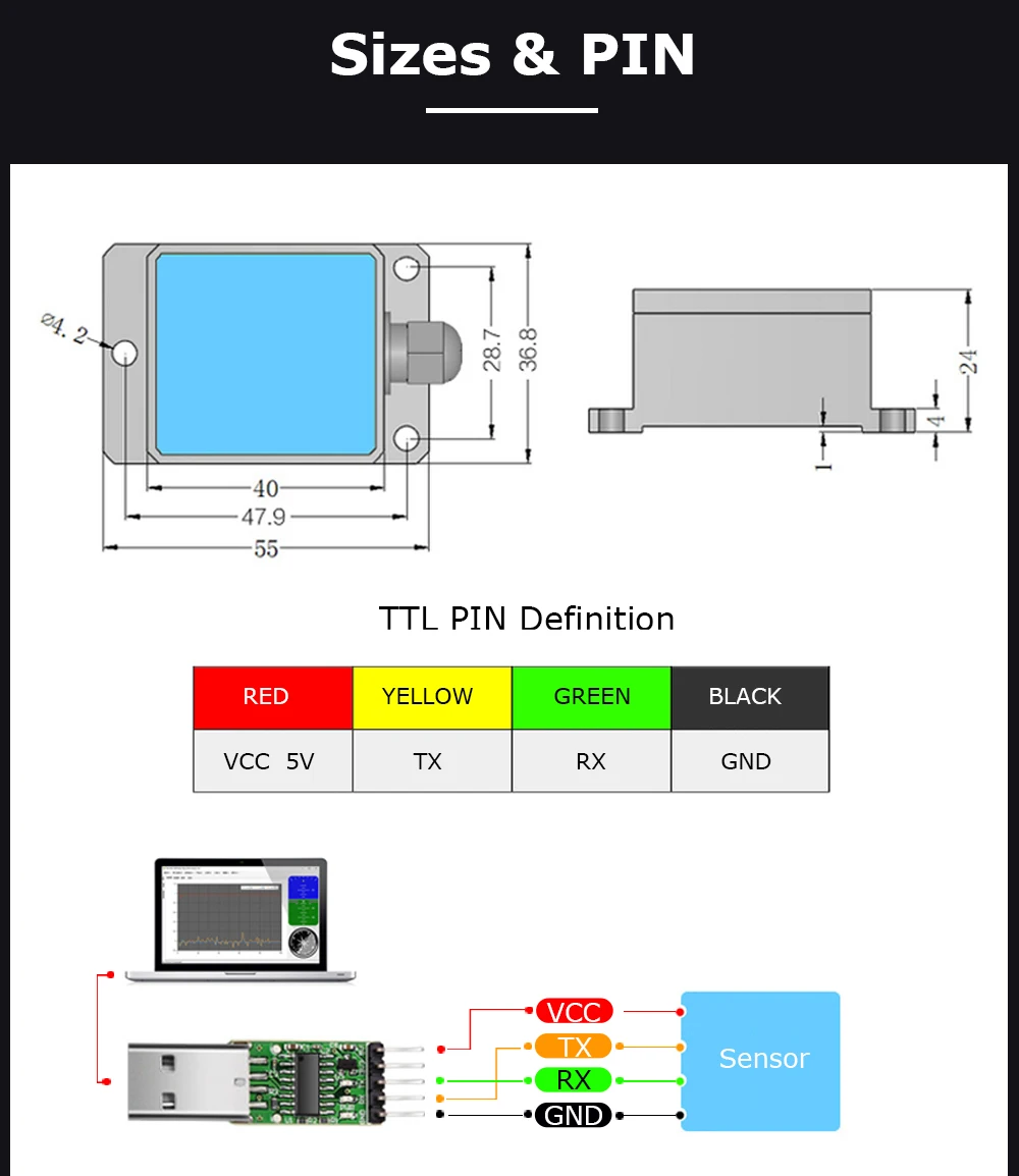 High-precision accelerometer + gyroscope + angle with temperature and magnetometer compensation, IP67 waterproof inclinometer