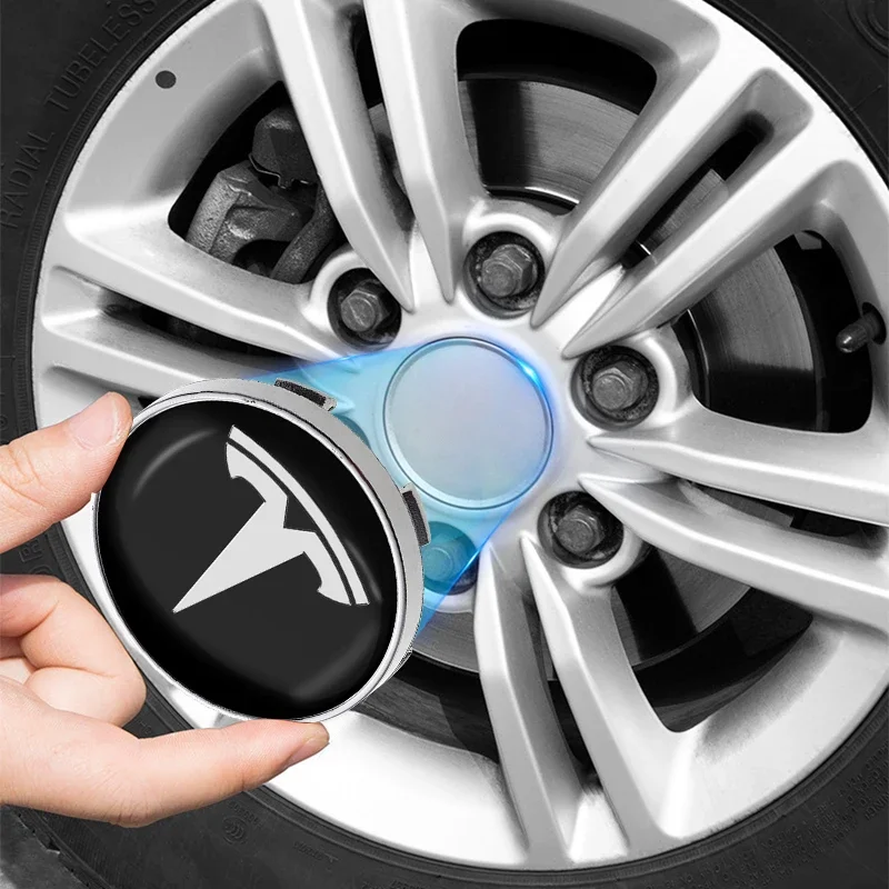 4Pcs 56/60mm Car Wheel Center Hub Caps Sticker Emblem Accessories For Tesla Model 3 2022 Y X S Cc3 Cybertruck 2021 Y Juguete