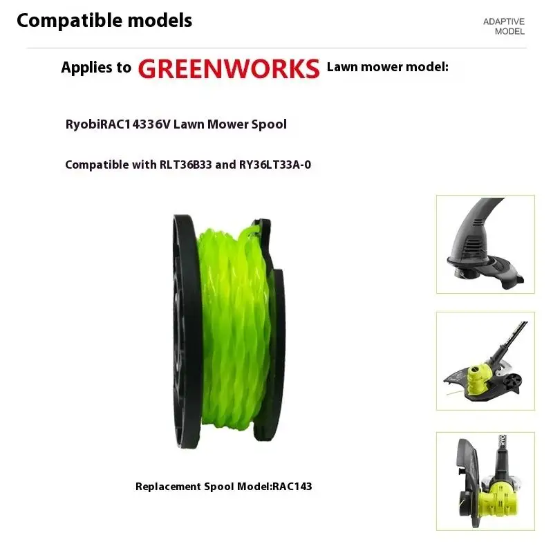1Pc Pengganti Spool Pemotong Rumput Plastik Untuk Ryobi RAC143 36V 20FT Auto Feed Cordless Weed Eater Spool Line Alat Kebun