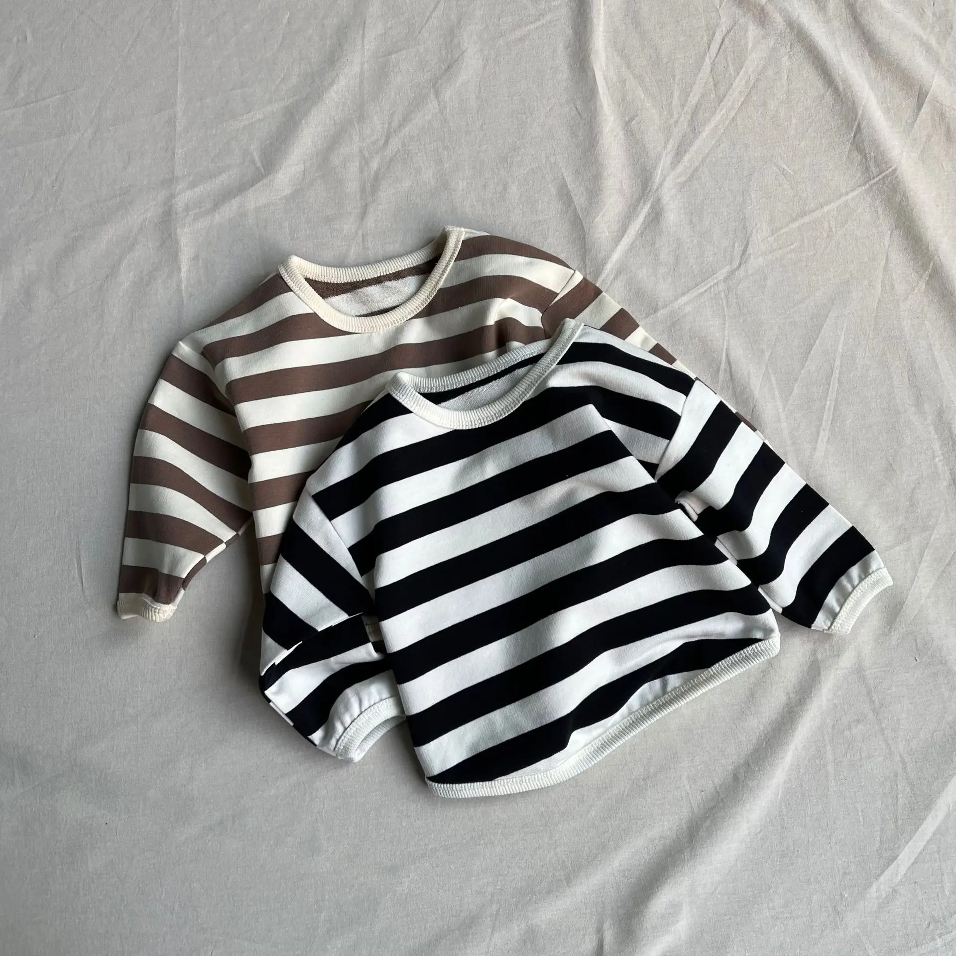 2025 Spring Baby Striped Long Sleeve T-Shirts Toddler Girls Loose Bottoming Shirt Infant Casual Tops Kids Boys Cotton Tshirt