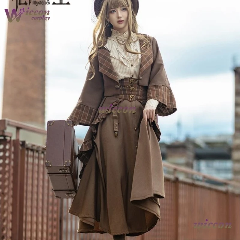 قبعة المحكمة الملابس Fors جدار أنيمي سيد الألواح تأثيري Steampunk نمط فستان بني هالوين الكرة ثوب النساء القمصان معطف HQ