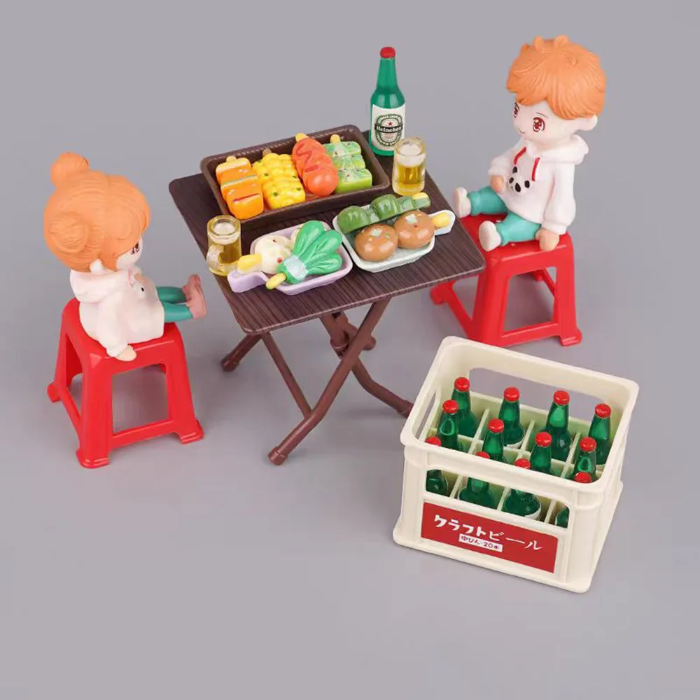 Mini mesa de comida de simulación de cocina, 1 cesta, modelo de bebida 1:12, muebles en miniatura, decoración de escena, casa de muñecas, juguete de regalo para niños