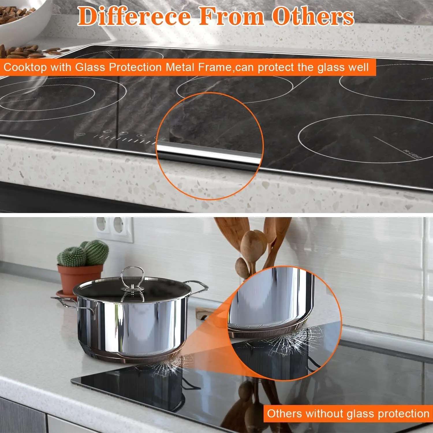 เตาไฟฟ้า Karinear 110V แบบ 2 หัวเตา ขนาด 12 นิ้ว พร้อมปลั๊ก, เตาเซรามิกแบบตั้งโต๊ะและแบบฝัง