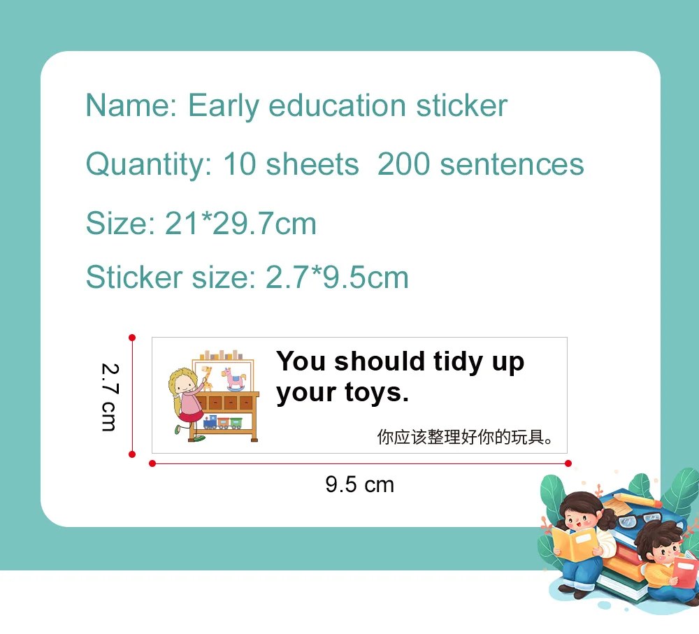 18 Sheet Kids Learning Stickers Family Daily Routines Sentences Common English Words Classroom Decoration Educational Toys