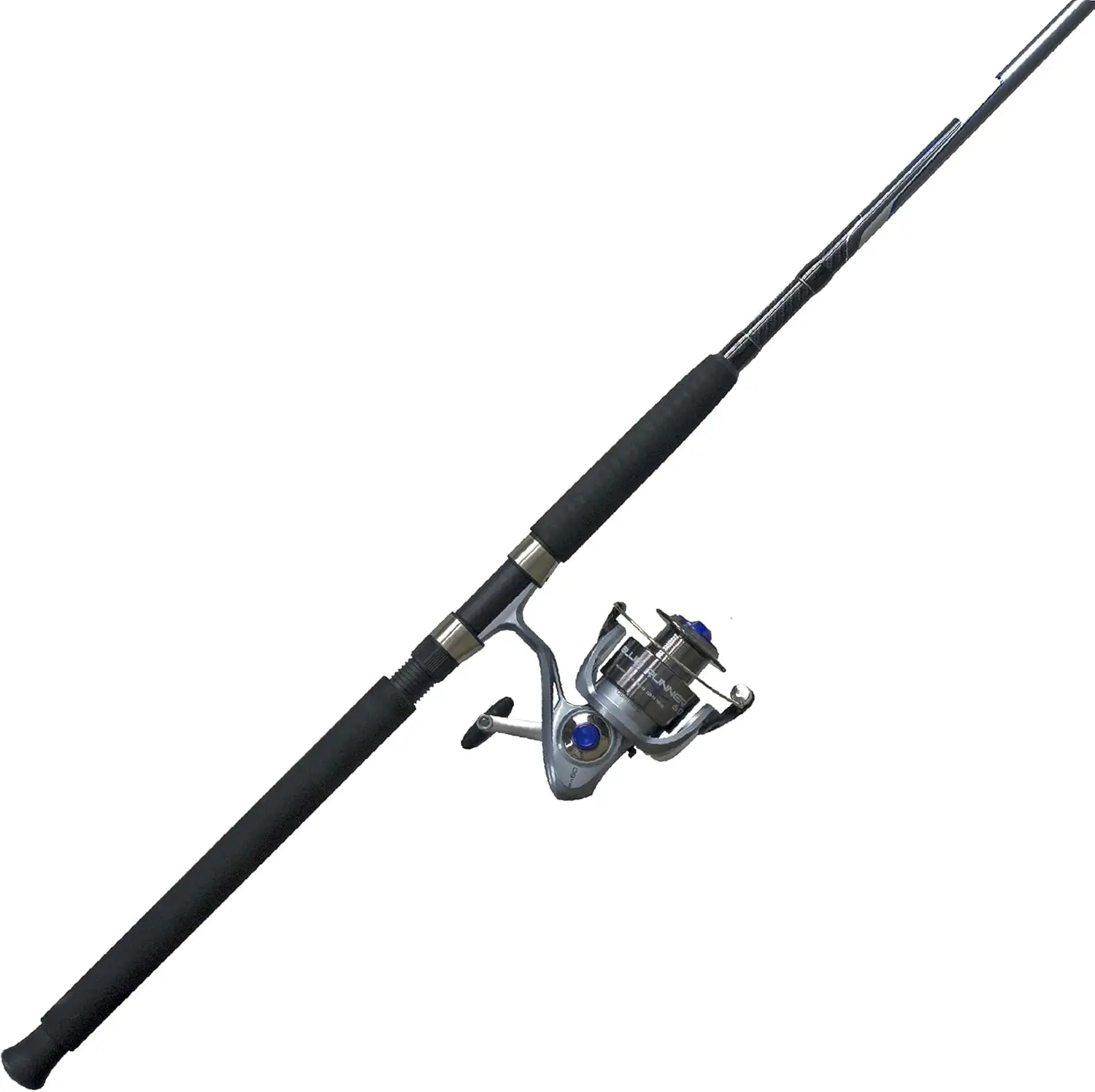 

Blue Runner Spinning Reel and Fishing Rod Combo, 9-Foot 2-Piece Fiberglass Fishing Pole, Extended Handle, Medium-Heavy Power, S