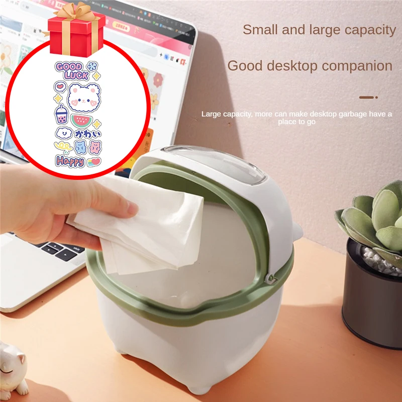 Cartoon Mini Desktop Trash Can Large Diameter Office Storage Barrel Table Waste Paper Basket Fruit Shell Trash Can