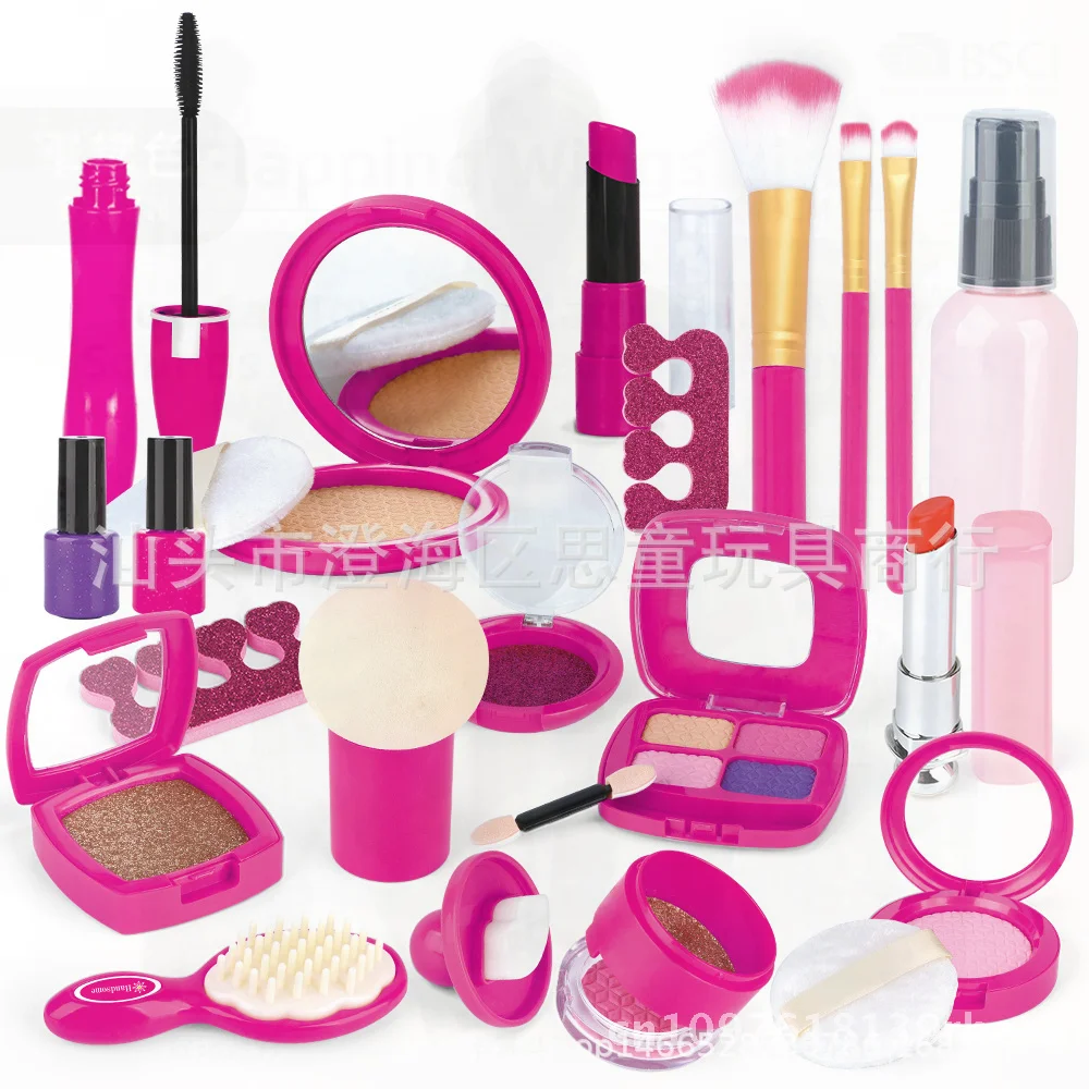 مجموعة ألعاب تلبيس البنات للأطفال - منزل لعب محاكاة مع حقيبة يد بدلة مستحضرات التجميل - مجموعة أدوات تجميل تعليمية للعب الأدوار #4