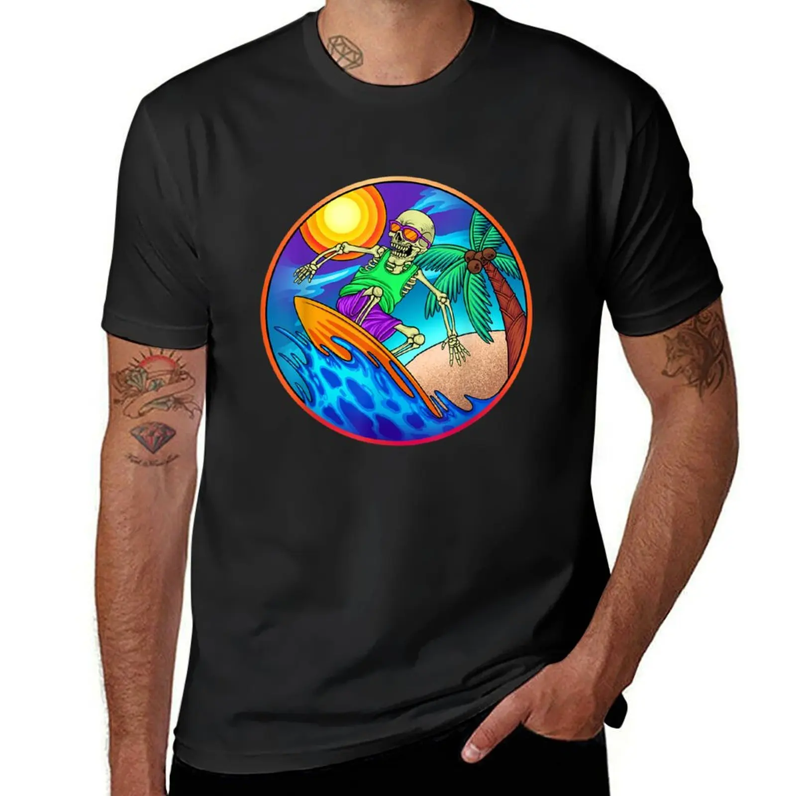 Skeleton Surfer T-Shirt plus sizes plain heavyweight t shirts for men