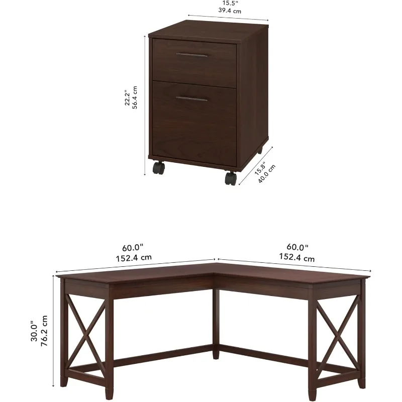 Meja berbentuk L dengan laci mobil kabinet arsip furnitur kantor, cocok untuk ruang tamu, Kamar Tidur dan kantor