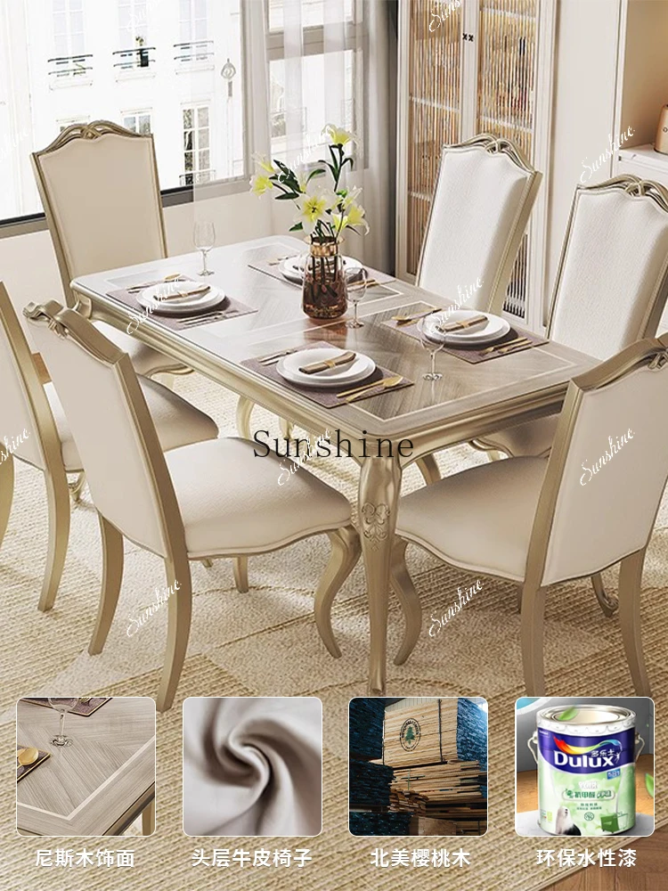French dining table high-end atmosphere light luxury rectangular dining table small apartment  FT