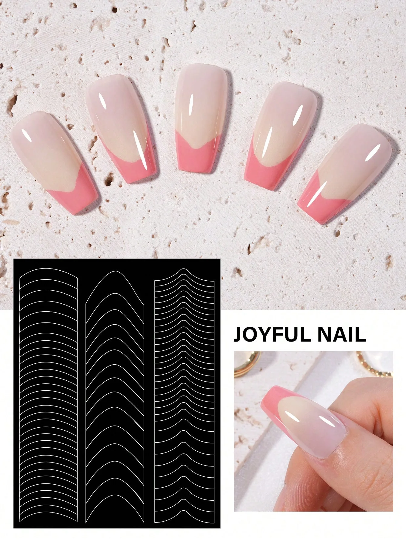 6 adesivi per unghie francesi: guida autoadesiva per la punta delle dita a forma di V, facile decorazione per unghie domestiche fai da te, effetto brillante, monouso