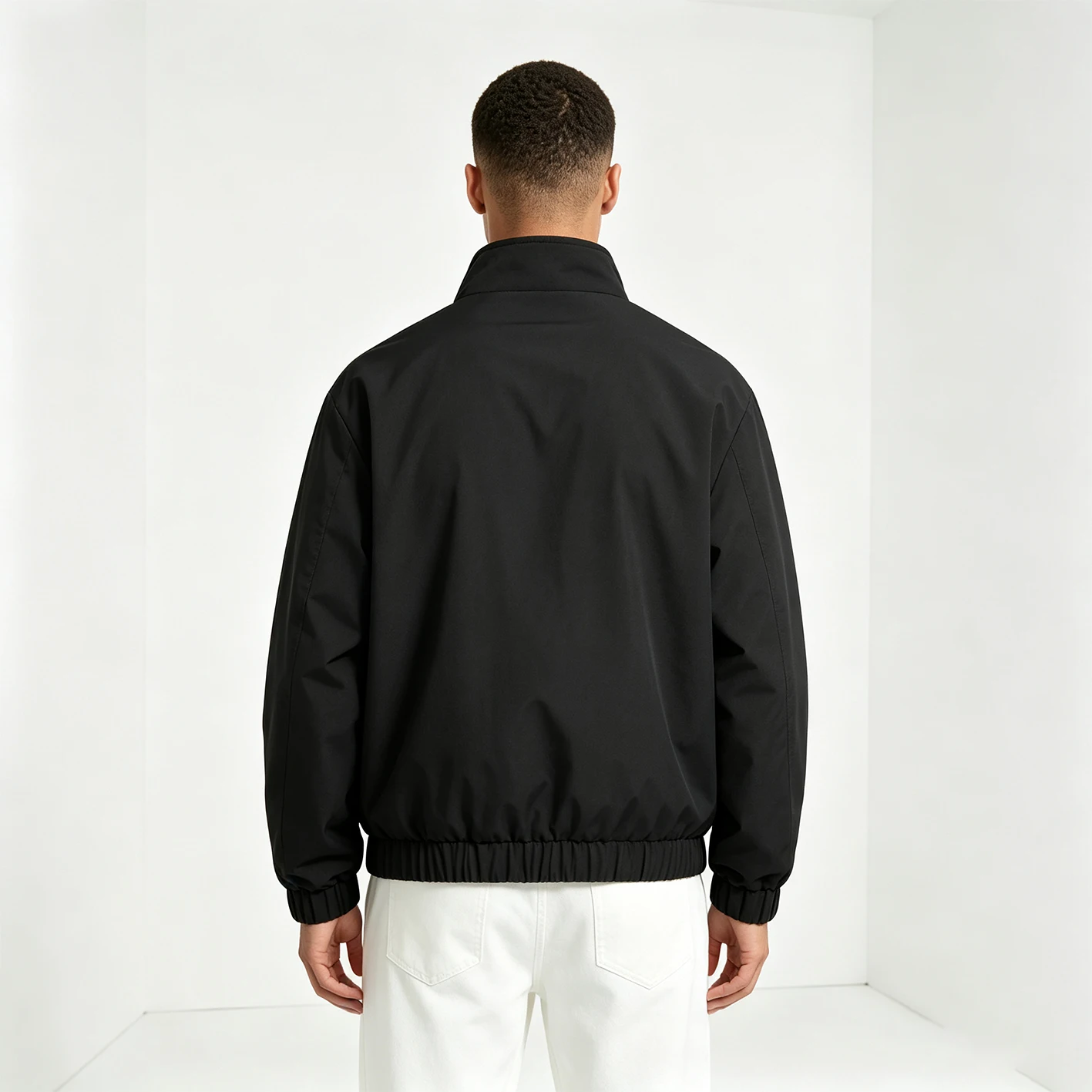 Men Color Block Stand Collar Zip Up Jacket Loose Long Sleeve Windbreaker Casual Streetwear Male Outerwear Coat