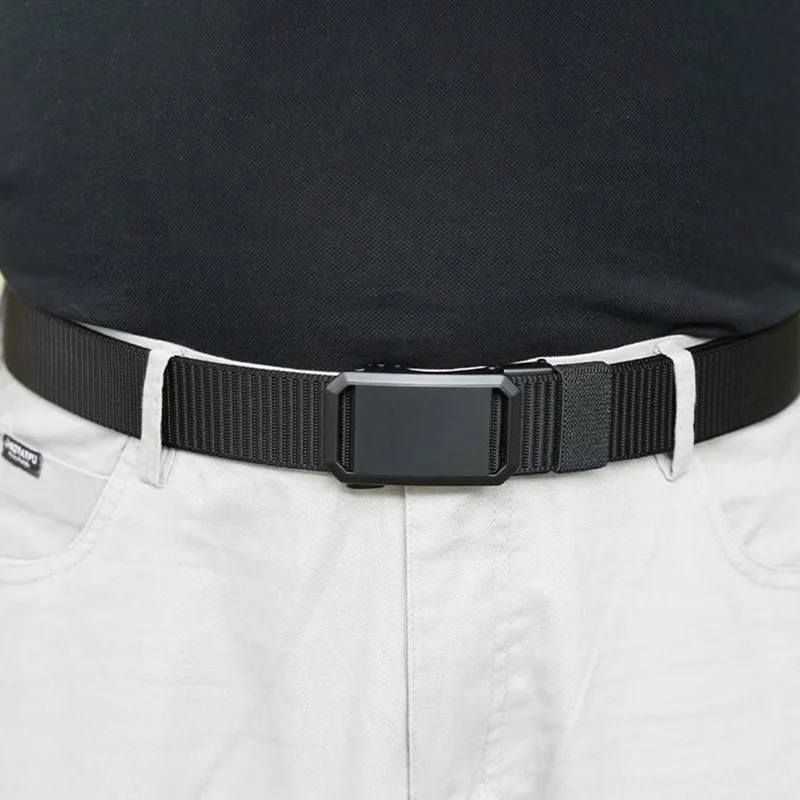 New Men Nylon Perforated Automatic Buckle Waist Belt For Youth Tactical Training High-Density Woven Quick Detachable Waist Belt