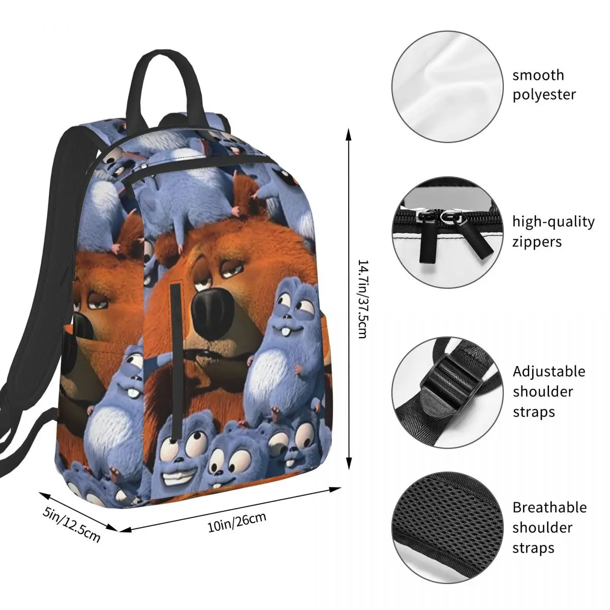 Grizzy And The Lemmings Backpack Student BookBag Boys Girls School Bag Computer Shoulder Bags Men Women