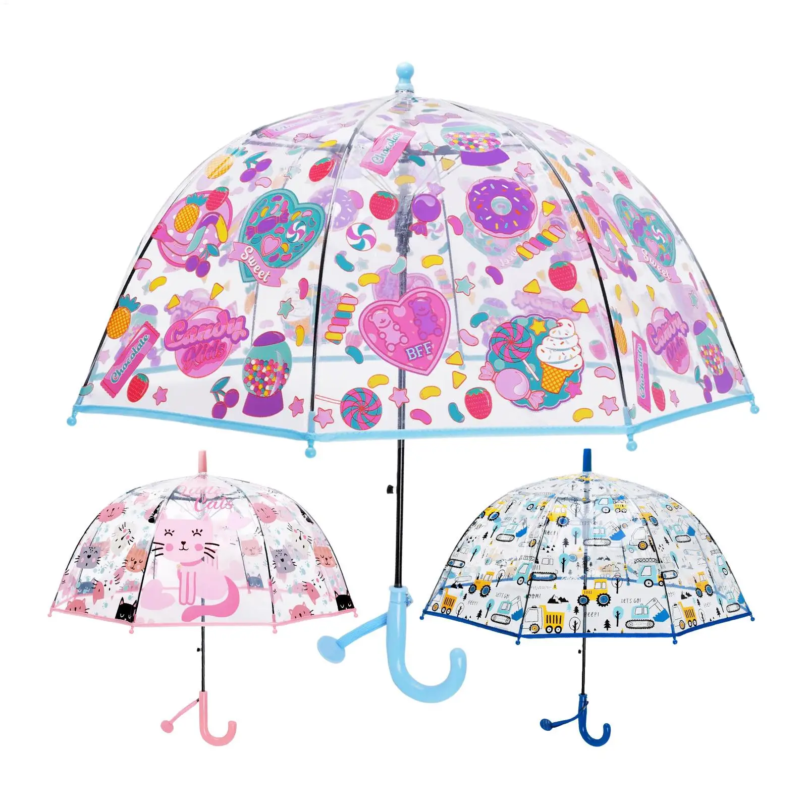 Transparenter Kinder-Regenschirm mit Windschutz, Sicherheits-Rundspitze und Einfachem Griff für Kleinkinder, Jungen und Mädchen, Ideal für Regenwetter und Spielspaß
