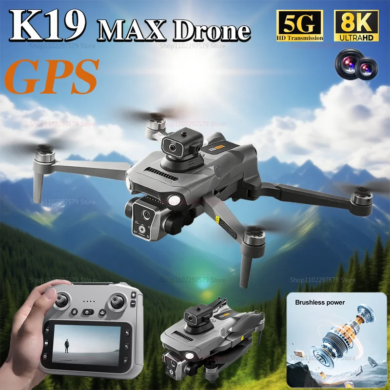 K19 Max 드론 8K HD 카메라 360도 회전 기능 탑재 ° 레이저 장애물 회피 5G GPS 브러시리스 항공 사진 Airdrop RC 드론 성인 장난감