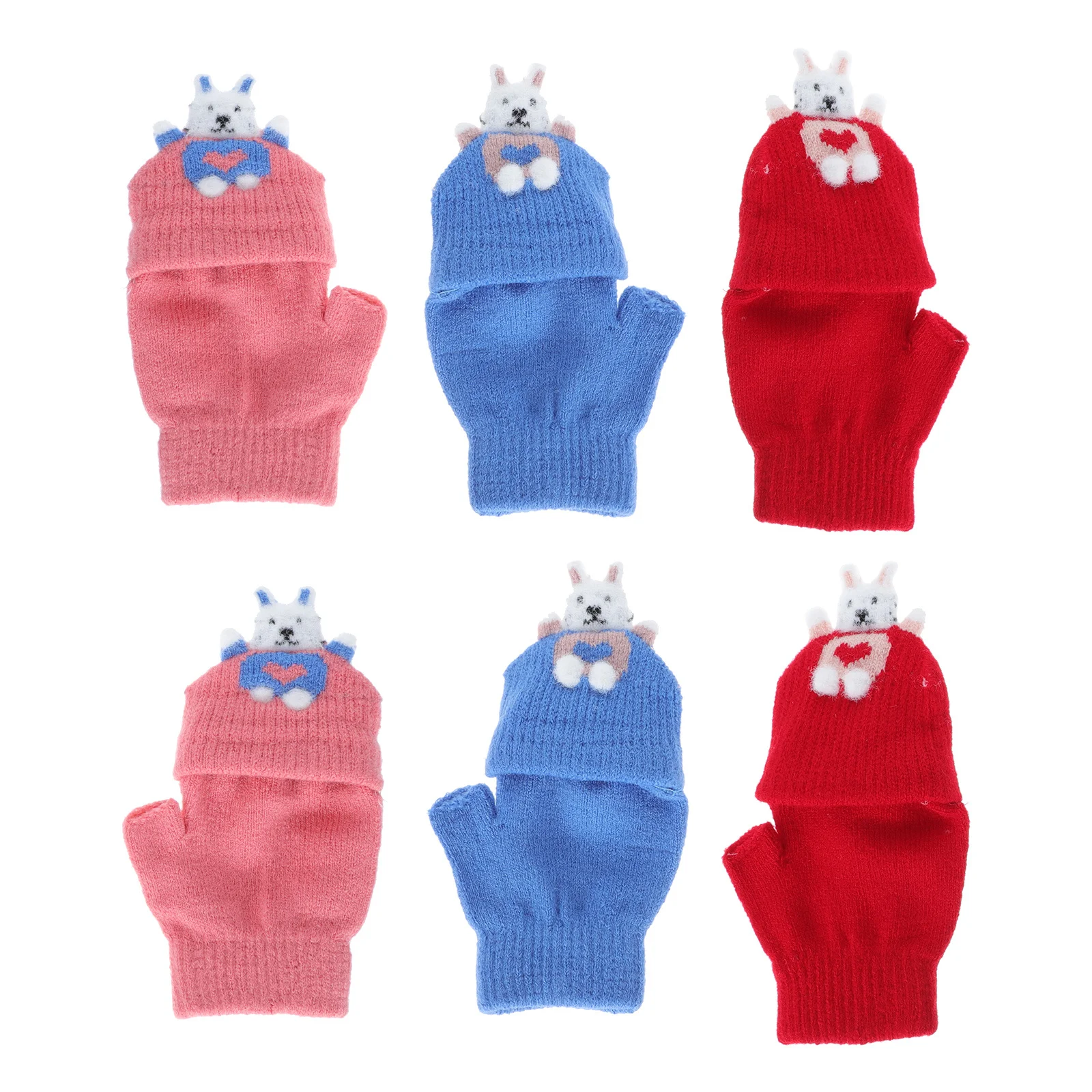 3Pairs الدافئة نصف غطاء الاصبع قفازات الاطفال عدم الانزلاق قفازات متماسكة للطقس البارد الكتابة جميل الطفل الشتاء اكسسوارات