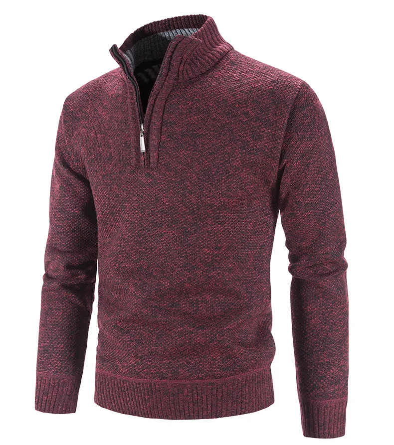 New autumn and winter knitwear men's stand up collar plus size sweater with half zipper and thickened pullover
