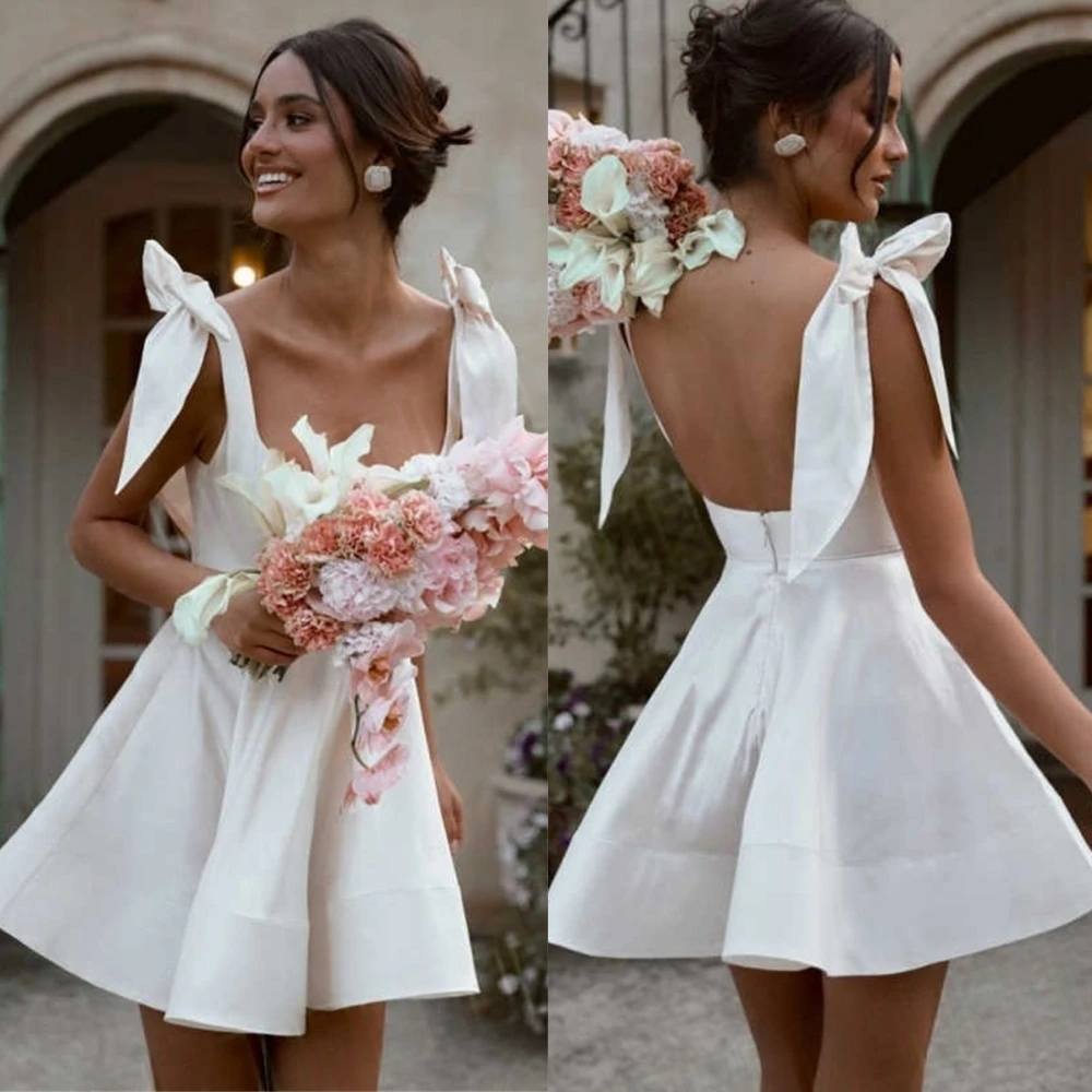 

Customized Modern Sleeveless Scoop Evening Dress Exquisite Satin Prom Dresses Delicate Open Back Bow Special Occasion Gowns