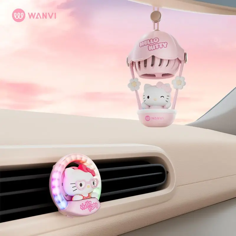 

Kawaii Hello Kitty Car Mounted Aromatherapy Cute Hanging Rope Decoration Car Doll Cartoon Car Accessories Anime High-End Pendant