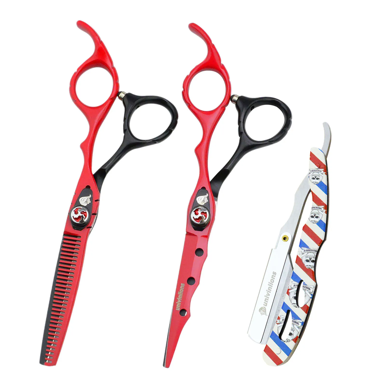 

6" 6cr13 Black Red Hair Scissors Barber Hairdressing Shears Hair Cutting Scissors Thinning Razor Salon Hairdresser Barbershop