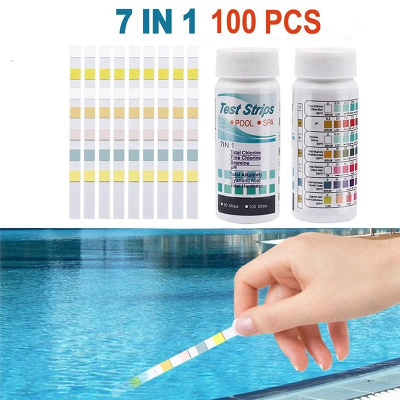 7-In-1 Swimming Pool Test Paper Ph Test Paper 1 Bottle Of Water Quality Test Paper 100 Sheets Easy To Read