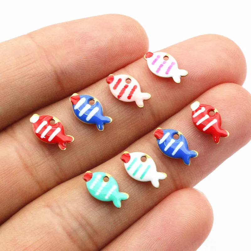 

20pcs 10x6mm Stainless Steel Enamel Fish Charms Pendant Cute Small Stainless Steel DIY Jewelry Making Accessories Findings