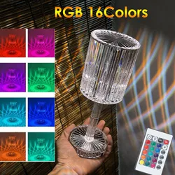 LED Crystal Table Lamp Touch Desk Lamp LED Night Light Romantic Ambience Projection Lamp Decoration for Bedroom Bar Restaurant