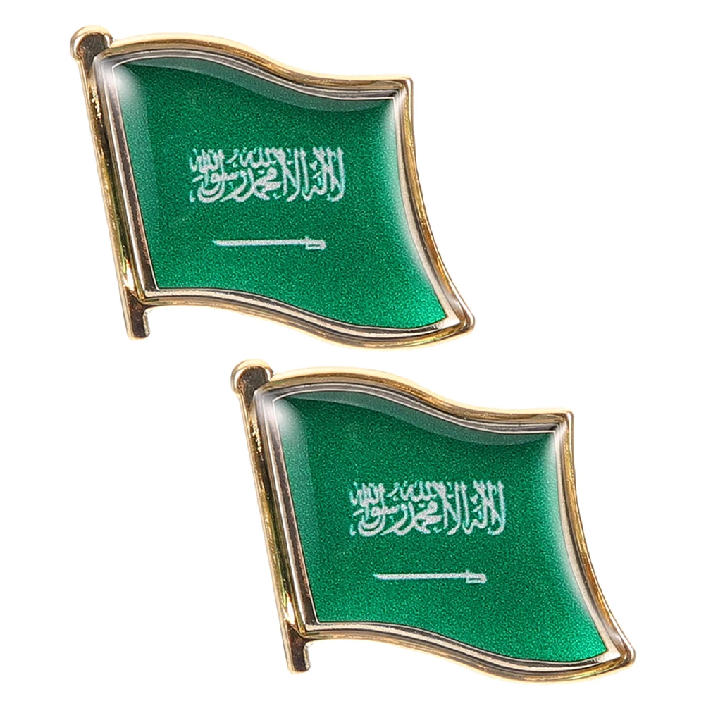 

2pcs Crystal Drop Brooch Flag Enamel Saudi Arabia Travel Souvenir Birthday Present Metal Lapel Pin Shawl Pin Brooch Durable