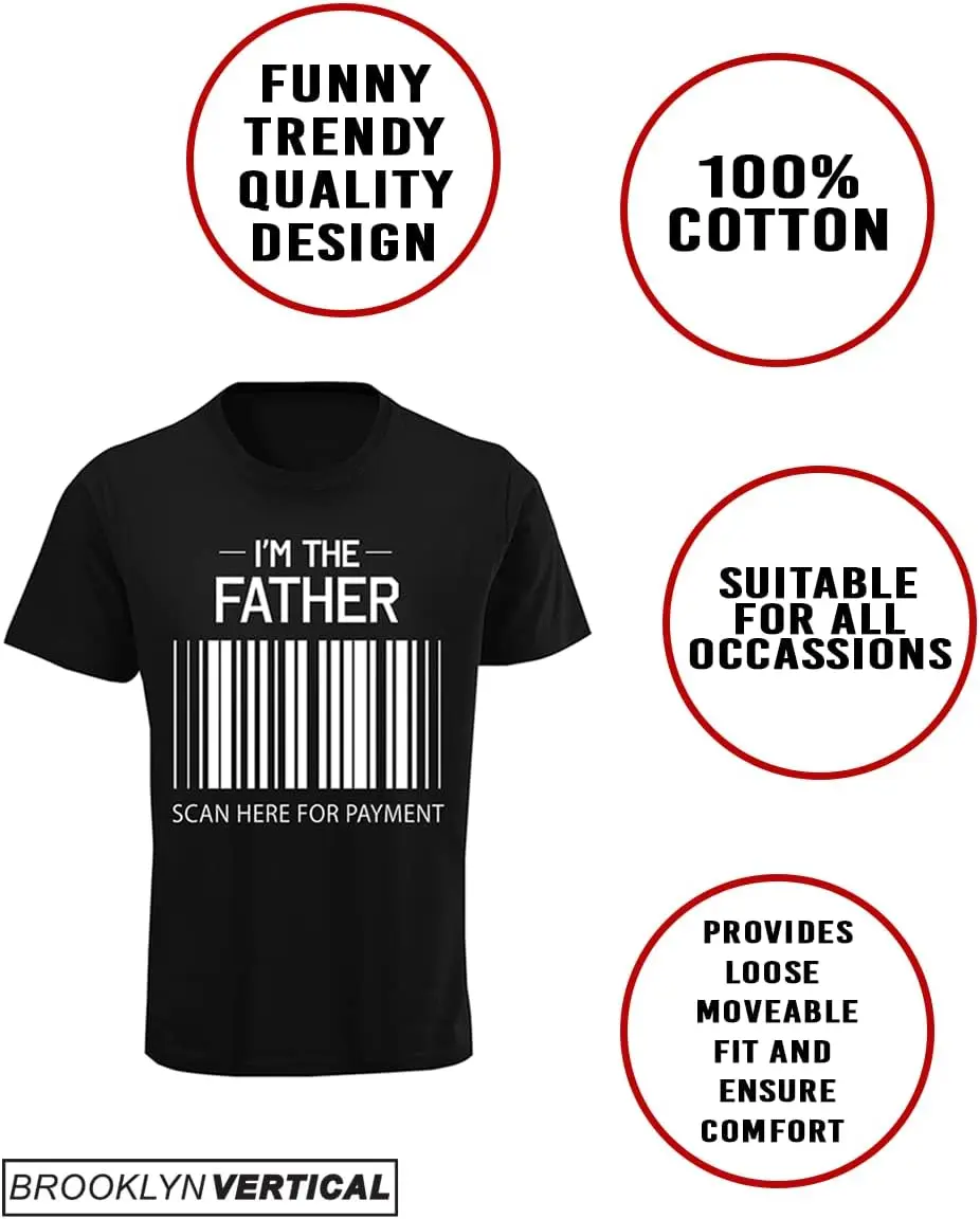 BROOKLYN VERTICAL Funny Father Uncle Grandfather Short Sleeve Crew Neck T-Shirt | Scan Here for Payment