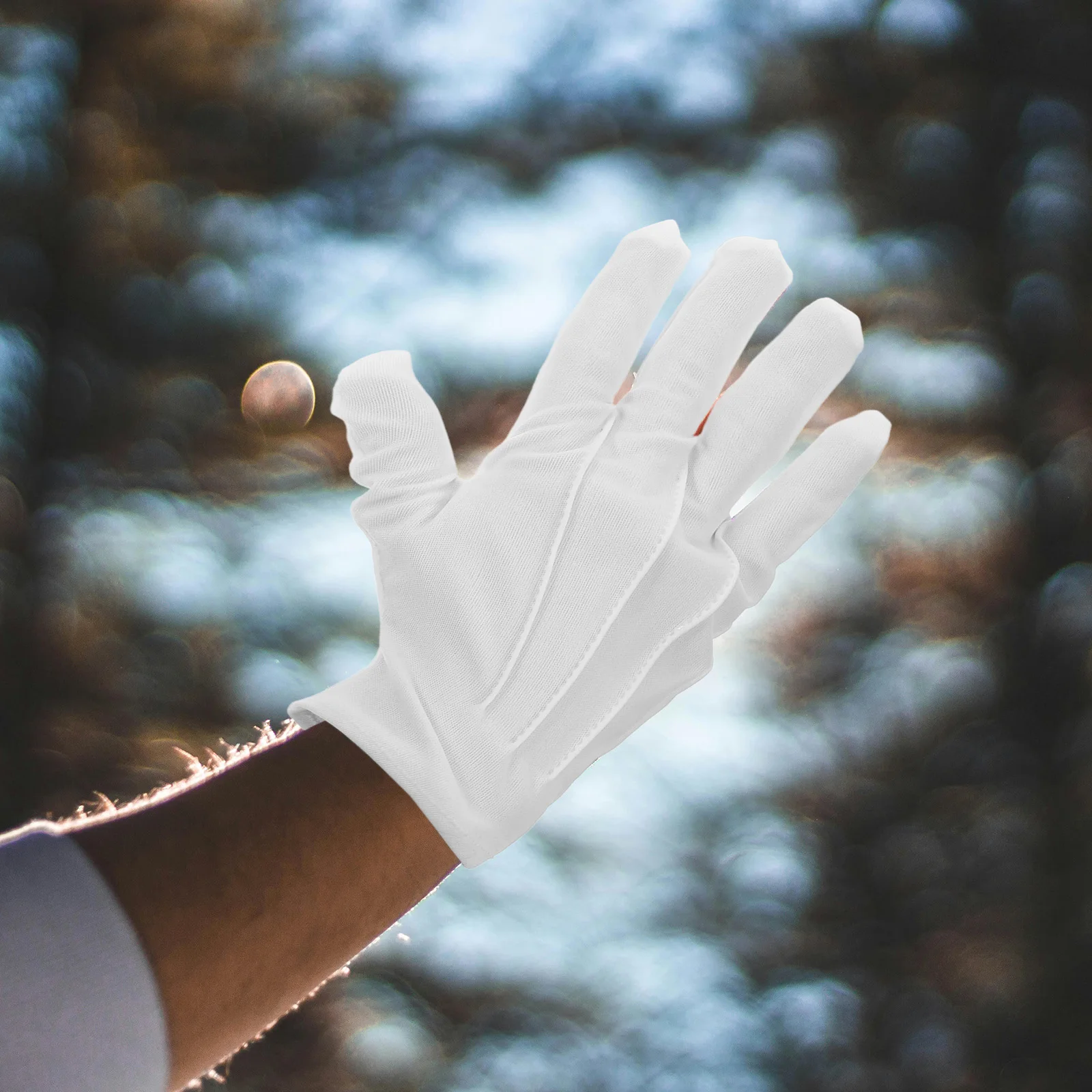 

10pcs Dustproof Etiquette Gloves Black Touch Silk Polyester Ceremonial Protective Breathable Jewelry Handling Gloves