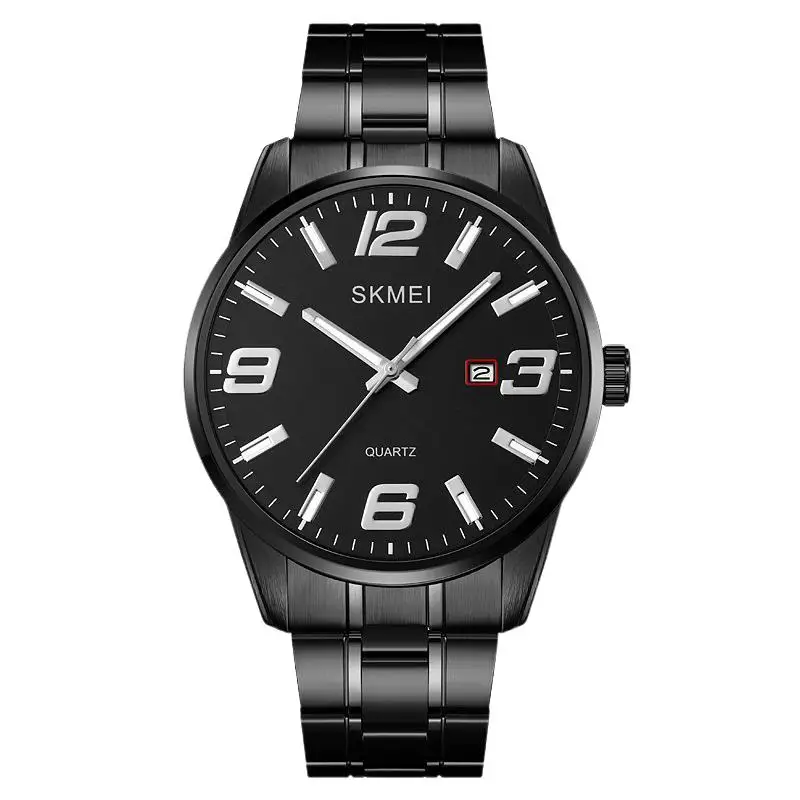 SkmeiFashion ساعة رجالية رفيعة للغاية بحزام من الفولاذ المقاوم للصدأ ساعة رجالية مستديرة بمينا كبير مقاومة للماء كوارتز