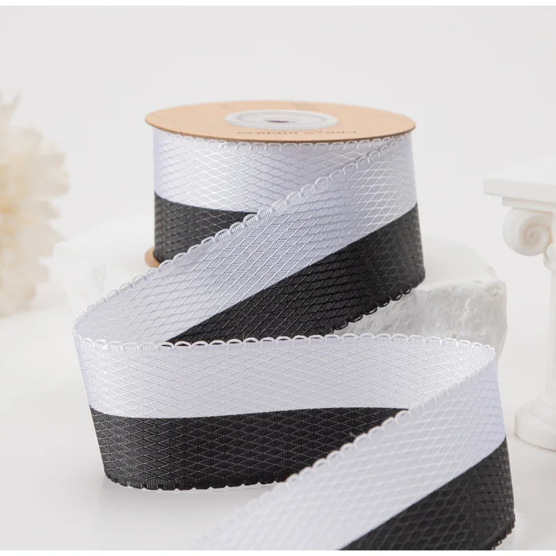 Two Tone Diamond Check Trim Ribbon for Hair Bows Clothing Decoration Hair Accessories Gift Wrapping Crafts Doll Clothes Garment