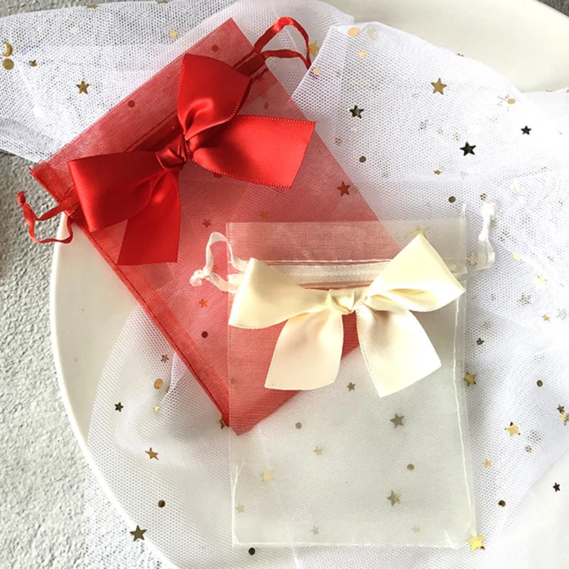 10 pz/lotto sacchetti di Organza con coulisse sacchetto regalo squisita farfalla caramelle imballaggio di stoccaggio di gioielli sacchetti di regali