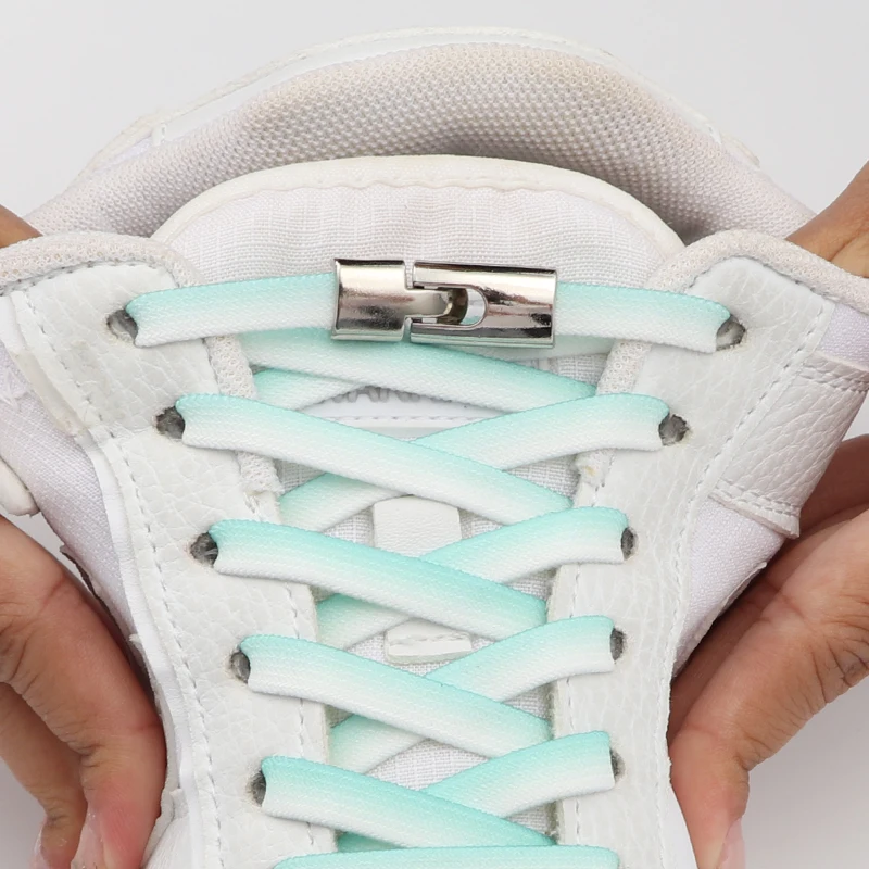11 Colors Elastic Shoe Laces For Sneakers Flat Shoelaces Without Ties Metal Cross Lock Lazy Shoelace Rubber Band Unisex