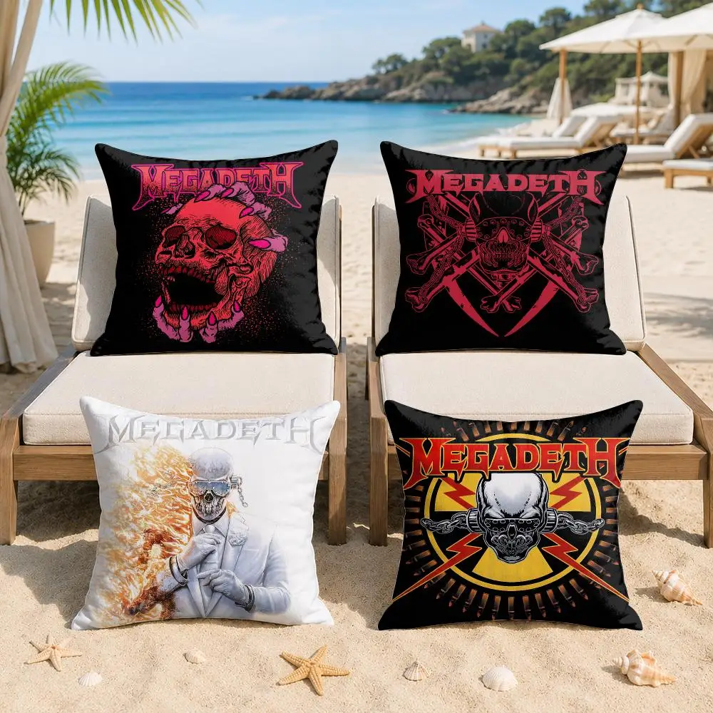 M-Megadeth Rock Band Cushion Cover Silky Short Plush Invisible Zipper Dustproof Sofa Pillow Case For Home Decor