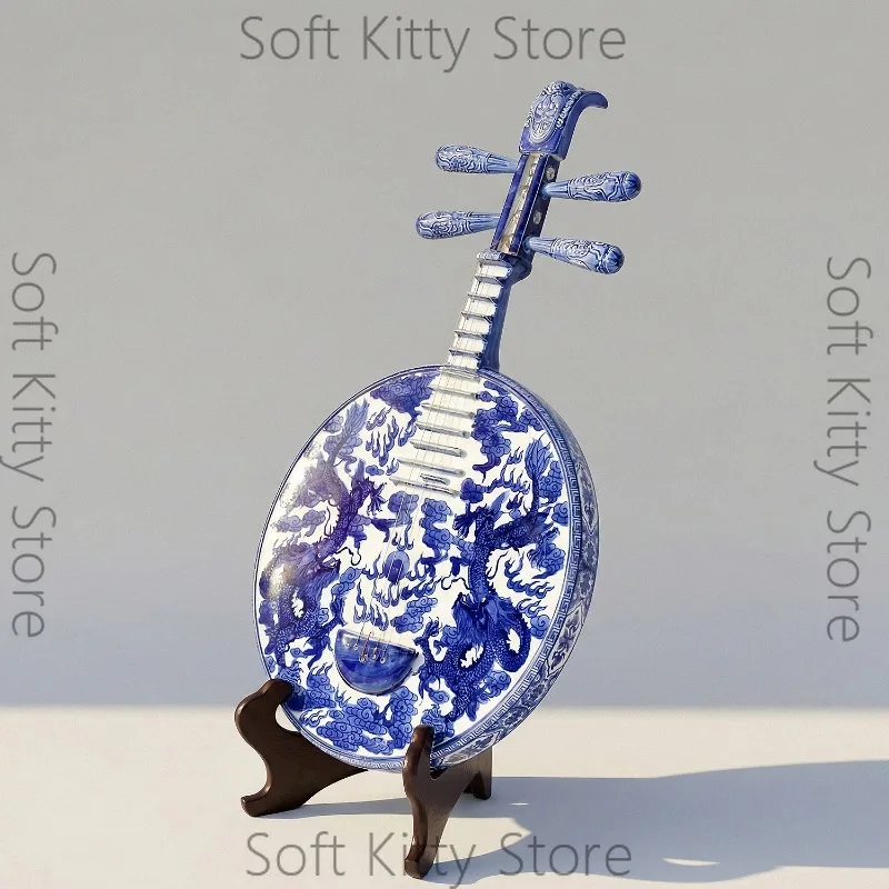 Intangible Cultural Heritage Objects Blue and White Ceramics Zhongruan Classical Musical Instruments