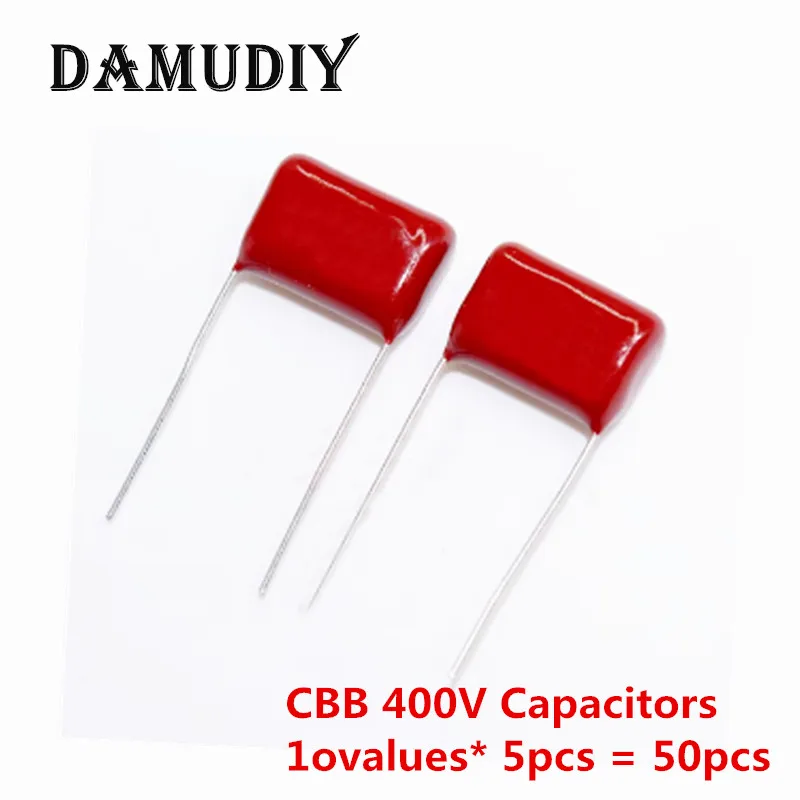 50PCS CBB Capacitor Assortment Kit 400V 10NF-3.3UF 10values*5pcs Metallized Polyester Film Capacitance
