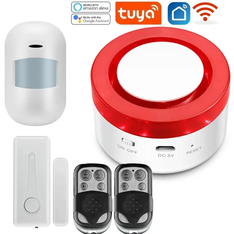 

Smart Tuya WIFI Wireless Security Alarm System Alarm Kit Home Burglar Motion Door Sensor Compatible for Google Home Alexa