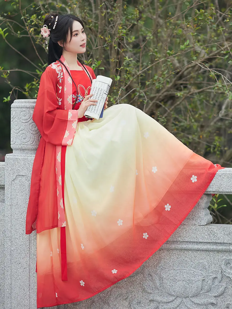 2024 Chinese Hanfu Female Style Ancient Tang Ming Women Costume Elegant Skirt Girl Retro Stage Performance Clothing Ancient