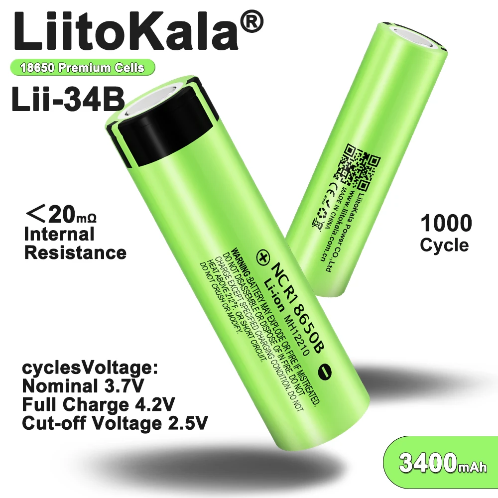 Liitokala 2025 NCR18650B 100% New Original 3.7v 3400mah 18650 Rechargeable Lithium Battery For Flashlight Batteries