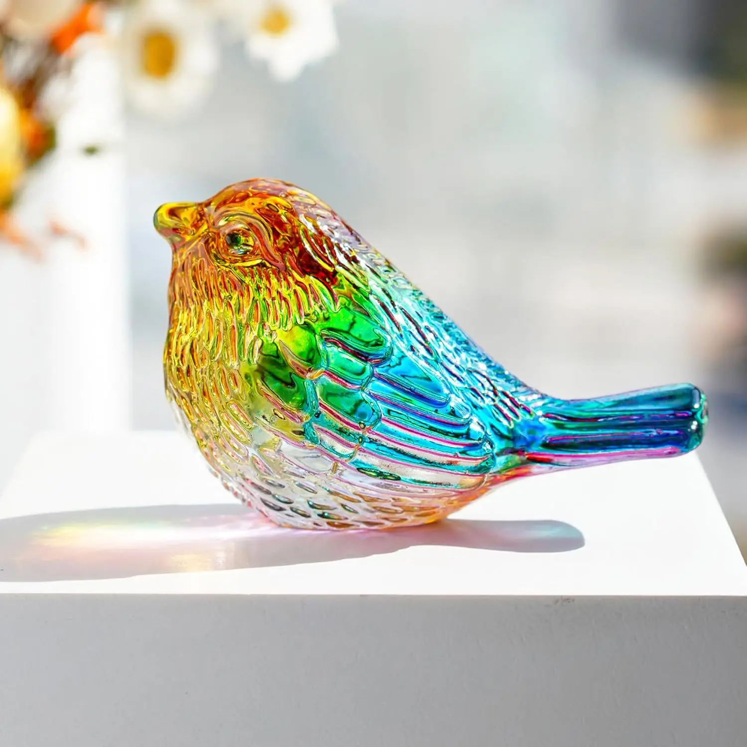 Creative Colorful Crystal Bird Ornaments Handicraft Unique Lucky Bird Figurine Nordic Bird Statue Crafts Garden Ornament