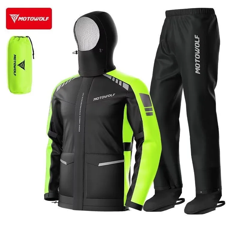 MOTOWOLF Motorcycle Waterproof Raincoat Riding Jacket Anti-Rainstorm Rally Riding Wear Split Single Rider Rain Cover Rain Pants