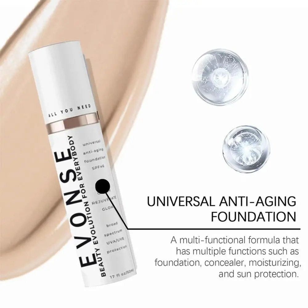 Evonex-corrector facial transparente, maquillaje facial hidratante tintado, protector solar, cobertura de base antiedad, luz caliente