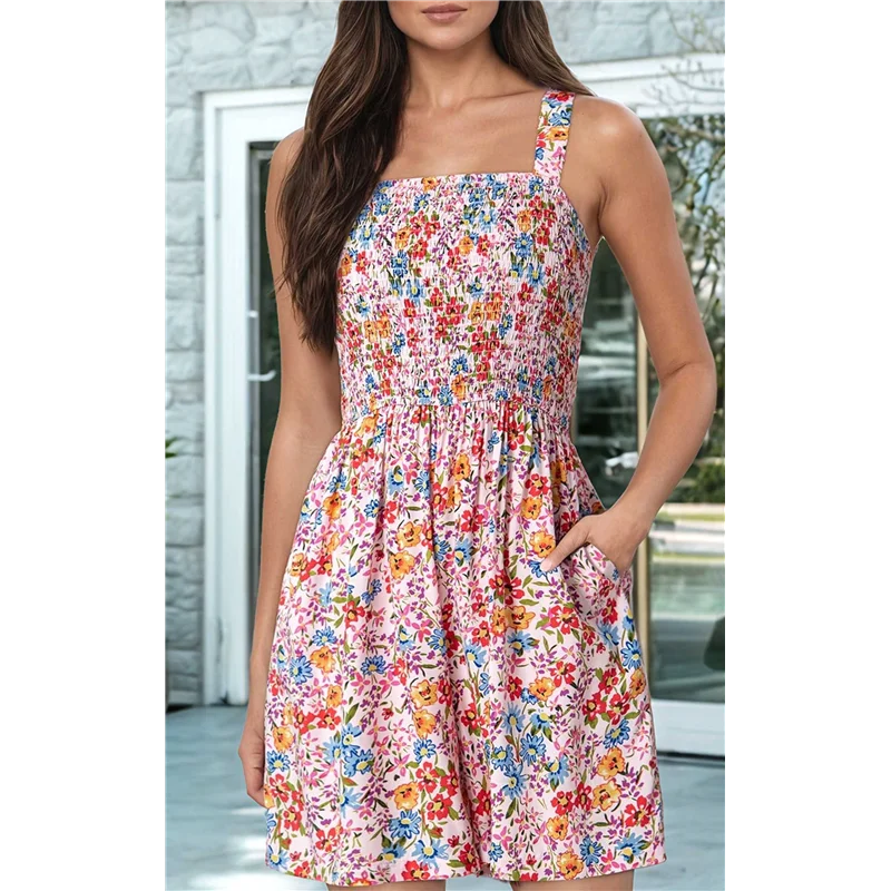 CGS-ผู้หญิงฤดูร้อนสบายๆSmocked Rompersสแควร์คอหลวมกางเกงขาสั้นJumpsuits 2025