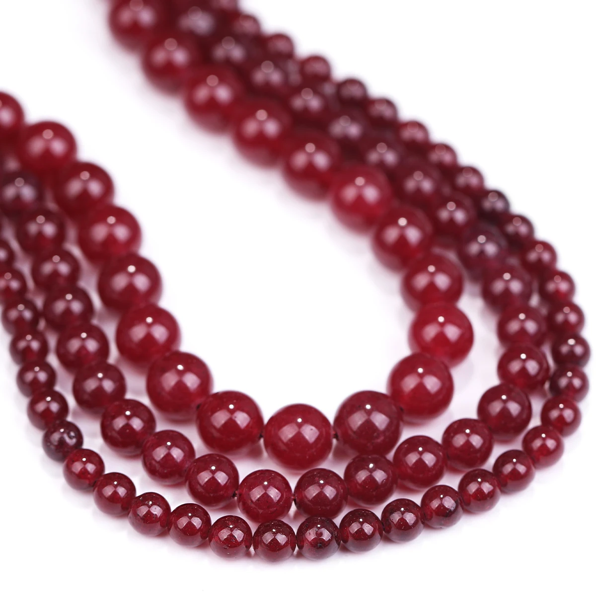 روبي اليشم جولة الأحجار الكريمة فضفاض الخرز سوار قلادة أقراط صنع المجوهرات DIY بها بنفسك اكسسوارات 6/8/10 مللي متر #4