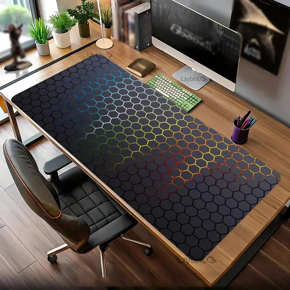 لوحة ماوس هندسية سداسية لوحة ألعاب الكمبيوتر لوحة المفاتيح XXL لوحة ألعاب ناعمة مكتب مكتب الوسادة عدم الانزلاق لوحة ماوس سطح المكتب #4