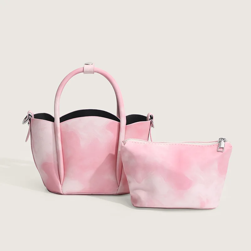 New Women's Bag Tie-dye Portable Bucket Bag Petal Double Bag Chain Shoulder Messenger Bag