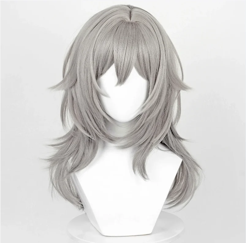 Game Honkai: Star Rail Trailblazer Caelus Stelle Cosplay Wigs with Bangs Synthetic Long Short Straight Gray Hair Wig for Party view 3