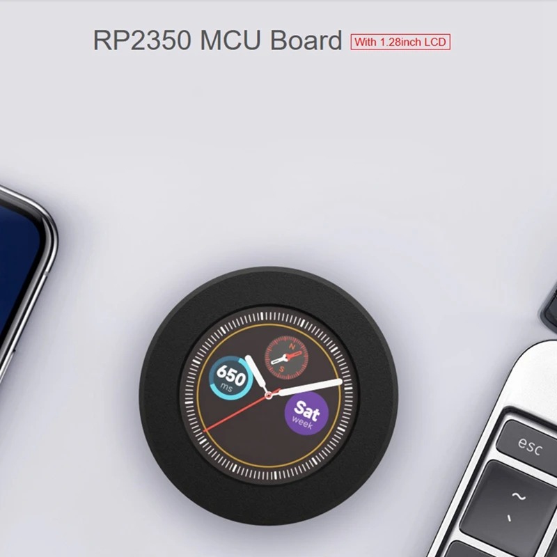 RP2350-LCD-1.28-B Pico 2 RP2350 MCU Board With 1.28Inch Round LCD, Dual-Core & Dual-Architecture Design, 240X240 Pixels